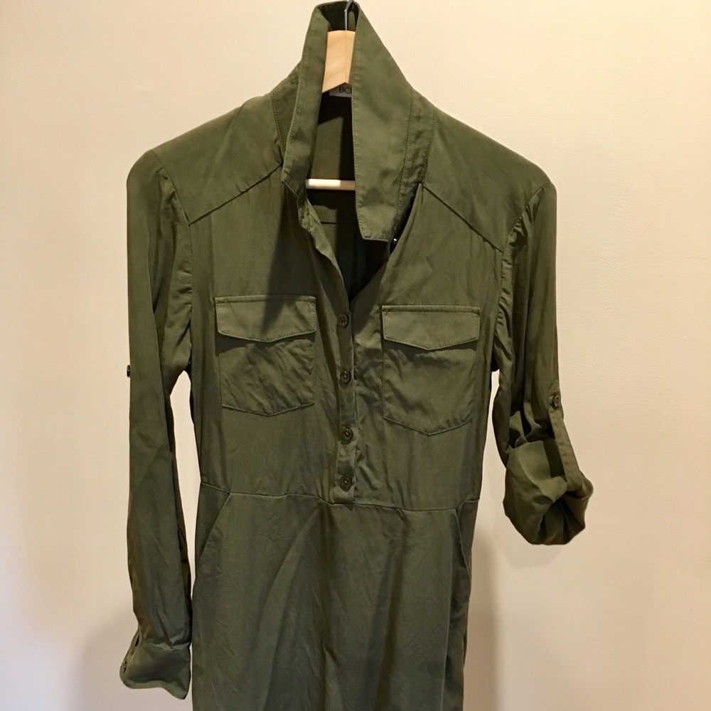 BCBGeneration Army Green button down shirt dress